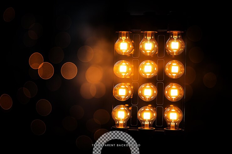 PSD abstract show led light concert stage lighting beam on transparent overlay