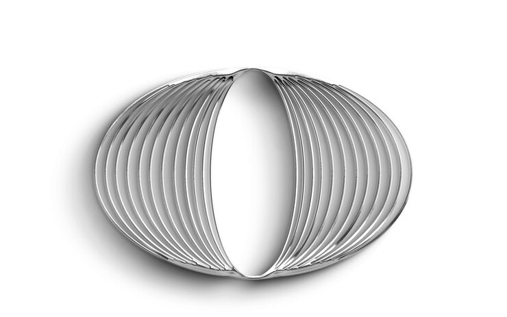 PSD abstract silver sculpture with curved lines