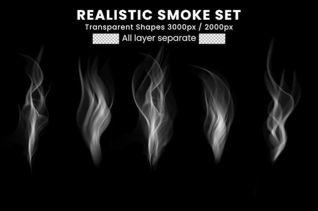 PSD abstract smoke isolated black back background