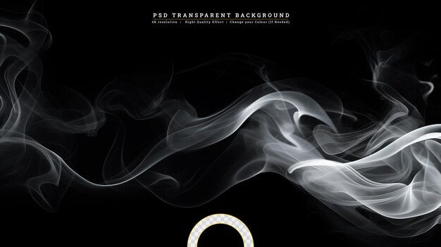 PSD abstract smoke swirls on black background