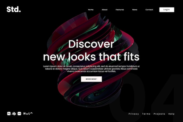 PSD abstract sphere art landing page