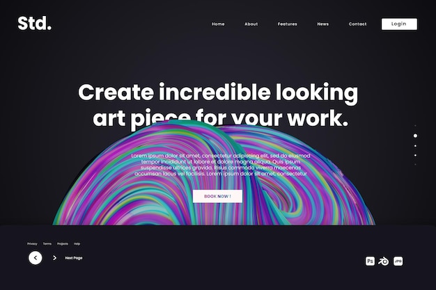 abstract sphere fifth version art landing page