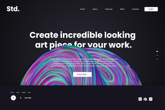 PSD abstract sphere fifth version art landing page