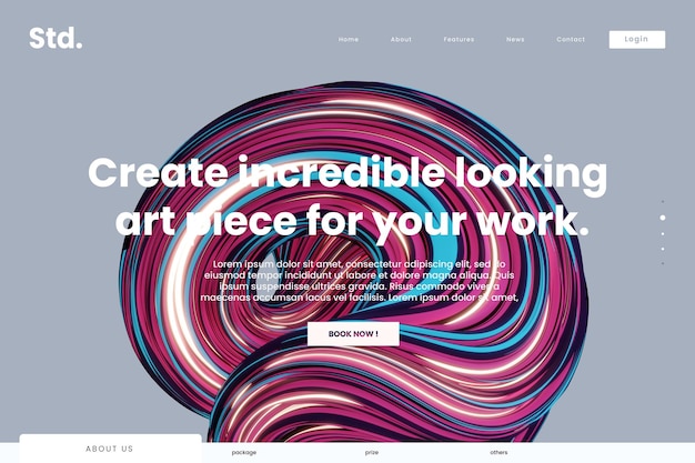 Abstract sphere sixth version art landing page