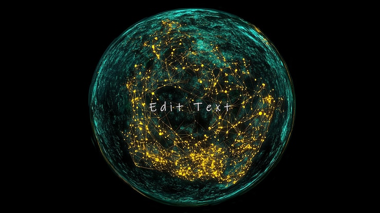 PSD abstract sphere with glowing network
