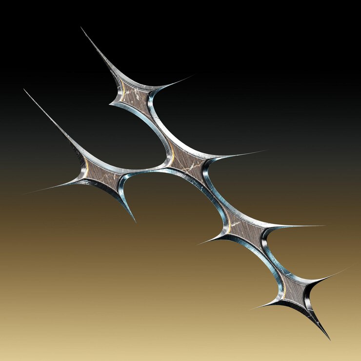 PSD abstract spiked metallic ornament for futuristic design