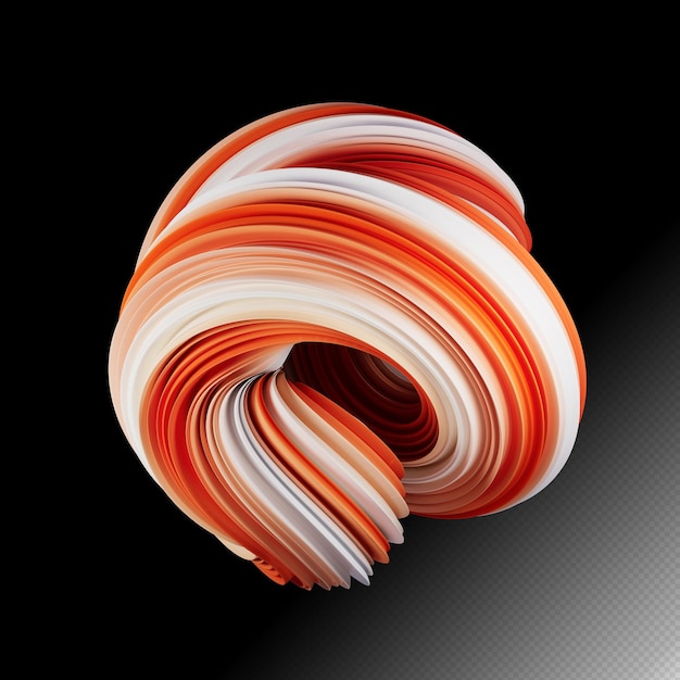 PSD abstract spiral shape on black background 3d render illustration