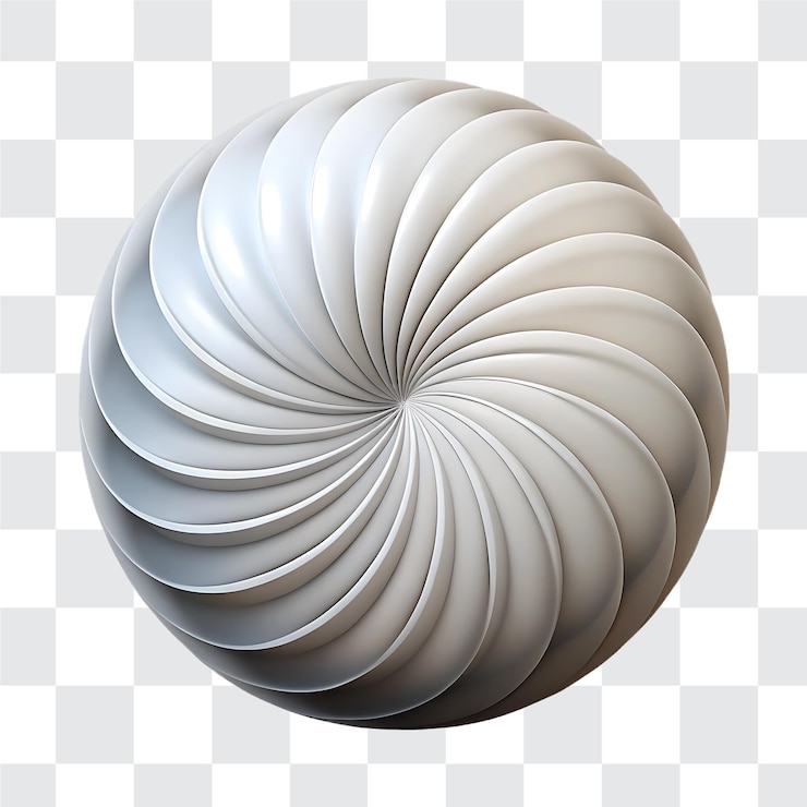 PSD abstract spiral sphere abstract 3d render of a spiraling light gray sphere