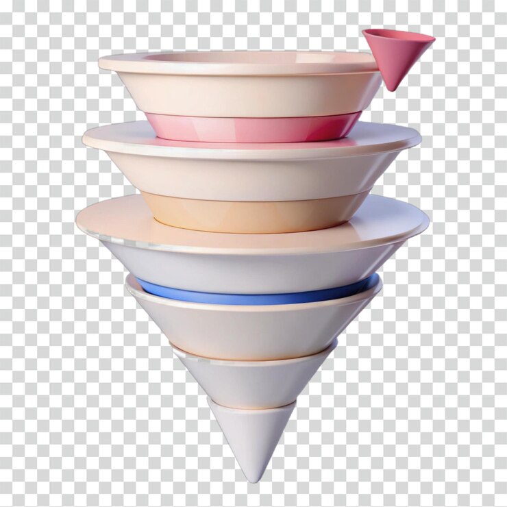 PSD abstract stacked bowls conical shape pastel colors