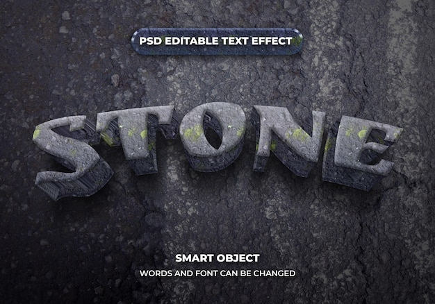 Abstract stone 3d editable text effect style