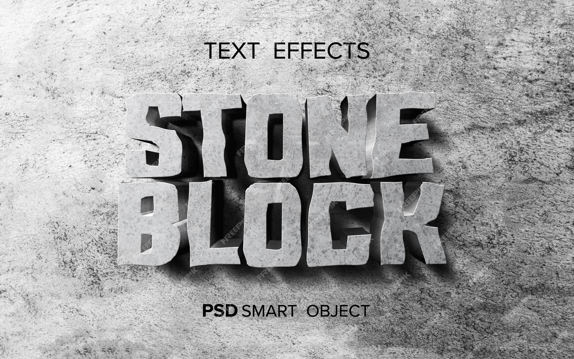 Text stone. Stone text. Rock PSD.