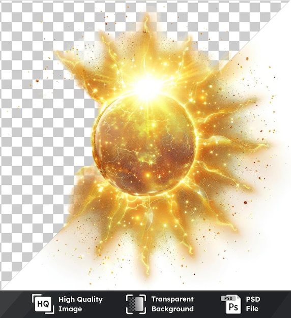 PSD abstract sun flare vector symbol solar gold and silver effect on a isolated background