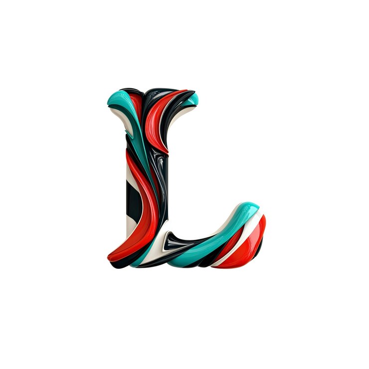 PSD abstract swirling 3d letter l colorful modern alphabet design