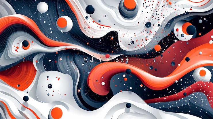 PSD abstract swirling fluid forms with spheres