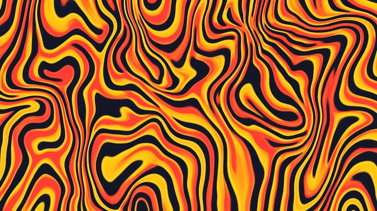 PSD abstract swirling pattern in orange yellow and black