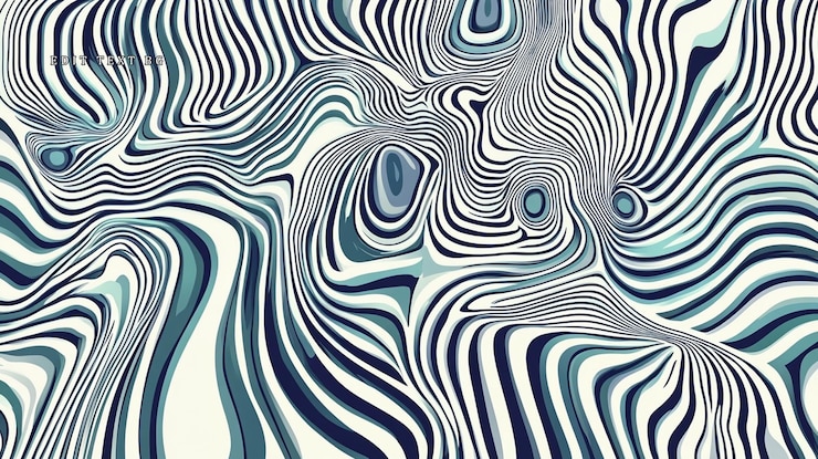 PSD abstract swirling teal and black stripes on cream background