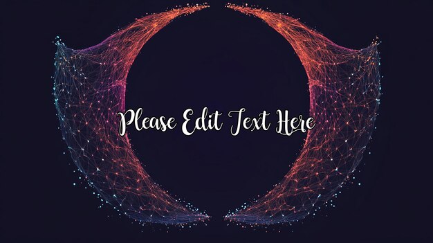 abstract symmetrical artwork with vibrant interconnected particles forming a circular frame against a dark background