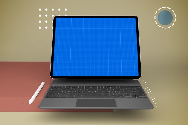 abstract tablet and keyboard mockup