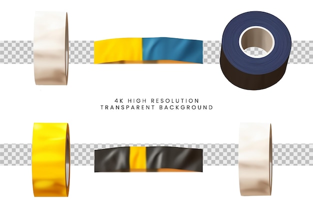 PSD abstract tape paper roll and torn tape transparent background