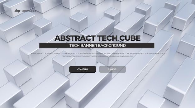 abstract tech cube banner background template psd