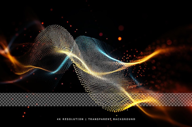Abstract Technology dotted waves on transparent background