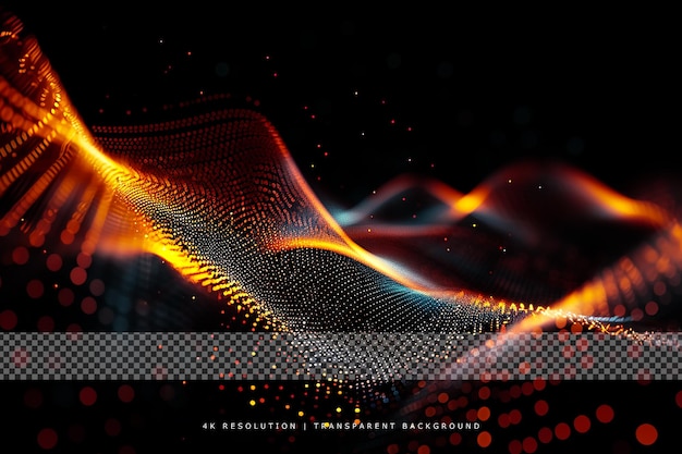 Abstract Technology dotted waves on transparent background