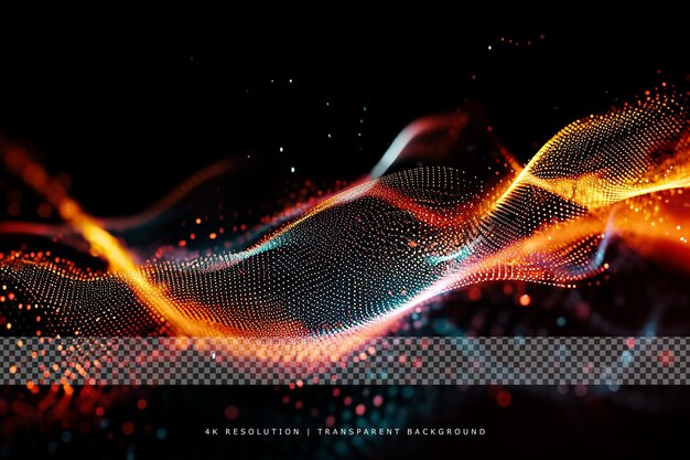 PSD abstract technology dotted waves on transparent background