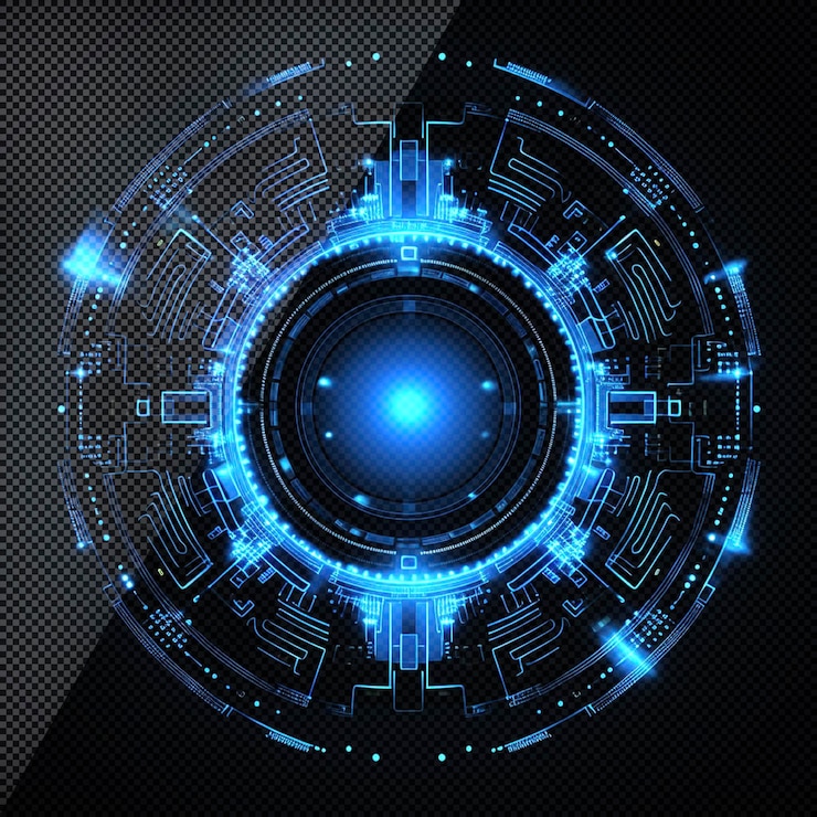 PSD abstract technology glow light neon transparent background