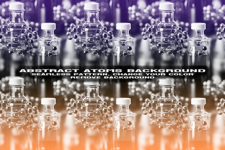 PSD abstract textured background with editable molecule and atom pattern psd format