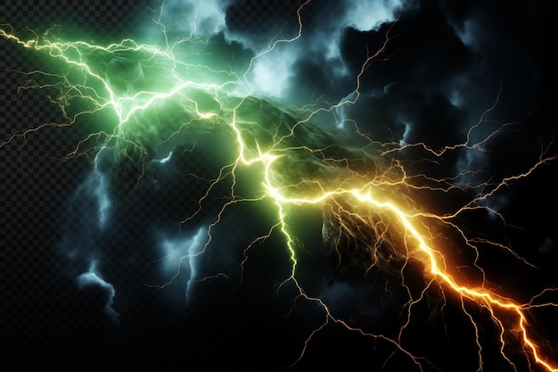 PSD abstract thunderstorm lighting on transparent background