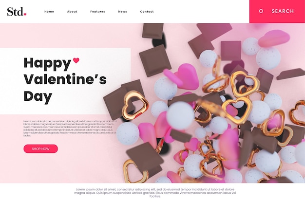 Abstract valentine day landing page