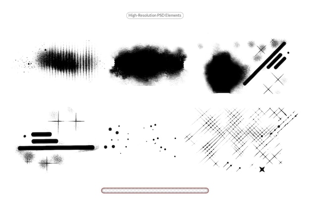 PSD abstract vector background set for design use collection of black paint splash