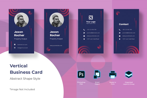 Abstract vertical business card template