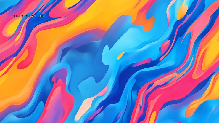 PSD abstract vibrant blue orange pink and yellow liquid swirls