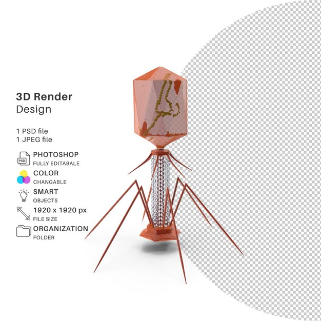 PSD abstract virus structure 3d modeling psd file realistic virus