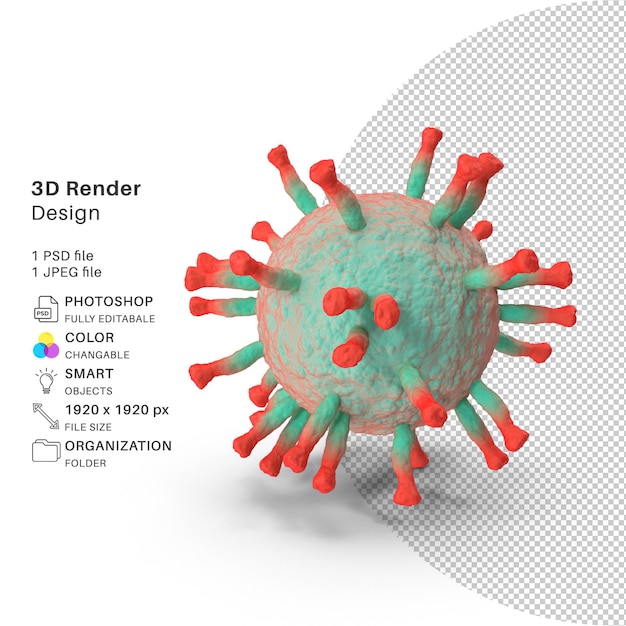 PSD abstract virus structure 3d modeling psd file realistic virus