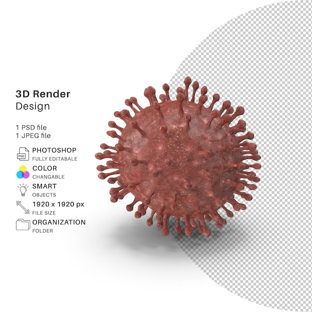 PSD abstract virus structure 3d modeling psd file realistic virus