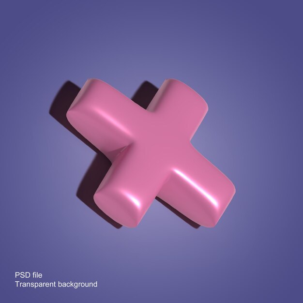 abstract vorm kruis met schaduw PSD 3d render x spel icoon ontwerp elementen geïsoleerd