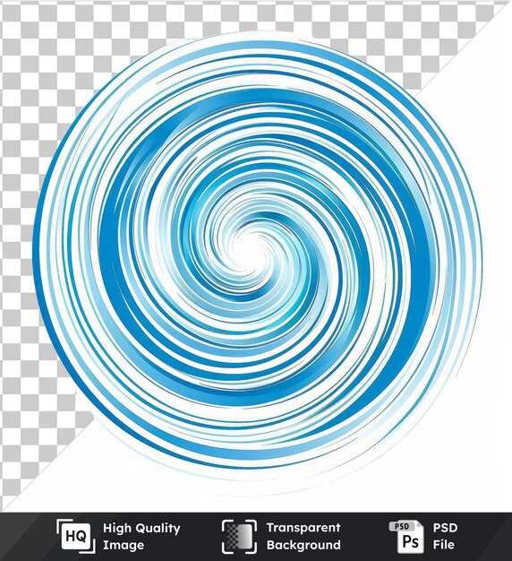 PSD abstract vortex lines vector symbol whirlpool blue circle on a isolated background