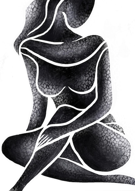 Abstract Vrouwelijke moderne poster Vrouwelijke silhouetten Vrouwelijk concept Met de hand geschilderd schilderij voor muren