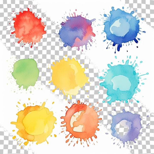 Abstract watercolor blots isolated on transparent background