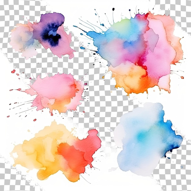 PSD abstract watercolor blots isolated on transparent background