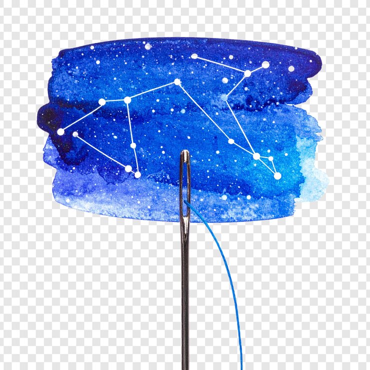 PSD abstract watercolor design with needle and constellation