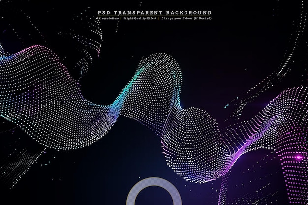 PSD abstract wave lines dynamic flowing colorful light on transparent background