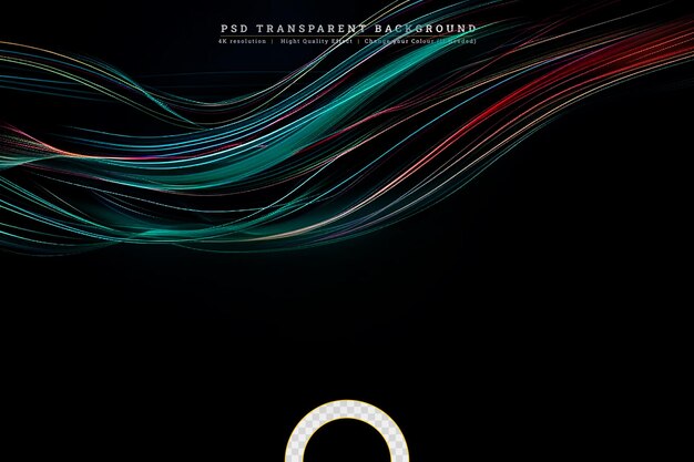 PSD abstract wave lines on transparent background