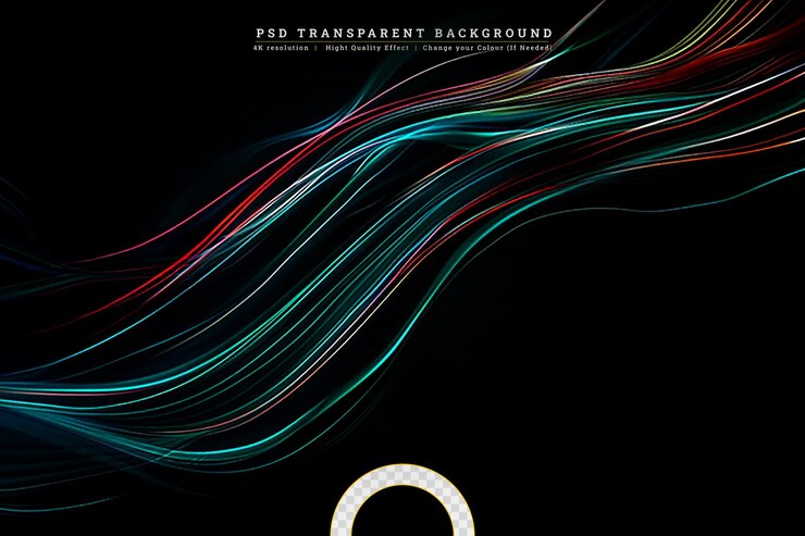PSD abstract wave lines on transparent background