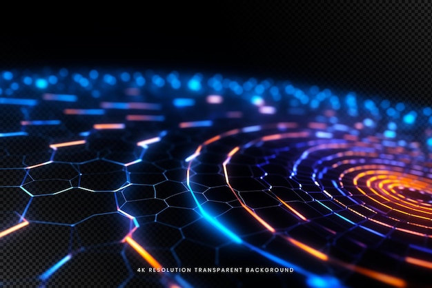 PSD abstract waves high tech glowing pattern networking technology on transparent background