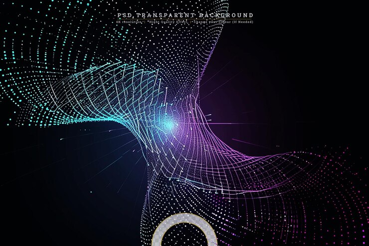 PSD abstract waving particle technology background