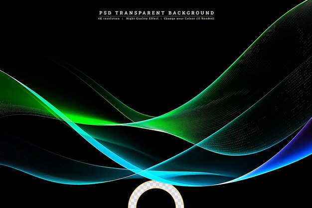 PSD abstract wavy colorful geomatric dynamic spectrum light lines circle swirl round frame isolated on black background