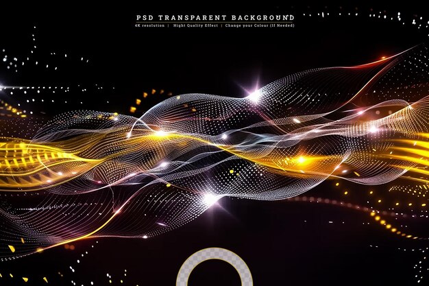 PSD abstract wavy colorful geomatric dynamic spectrum light lines circle swirl round frame isolated on black background